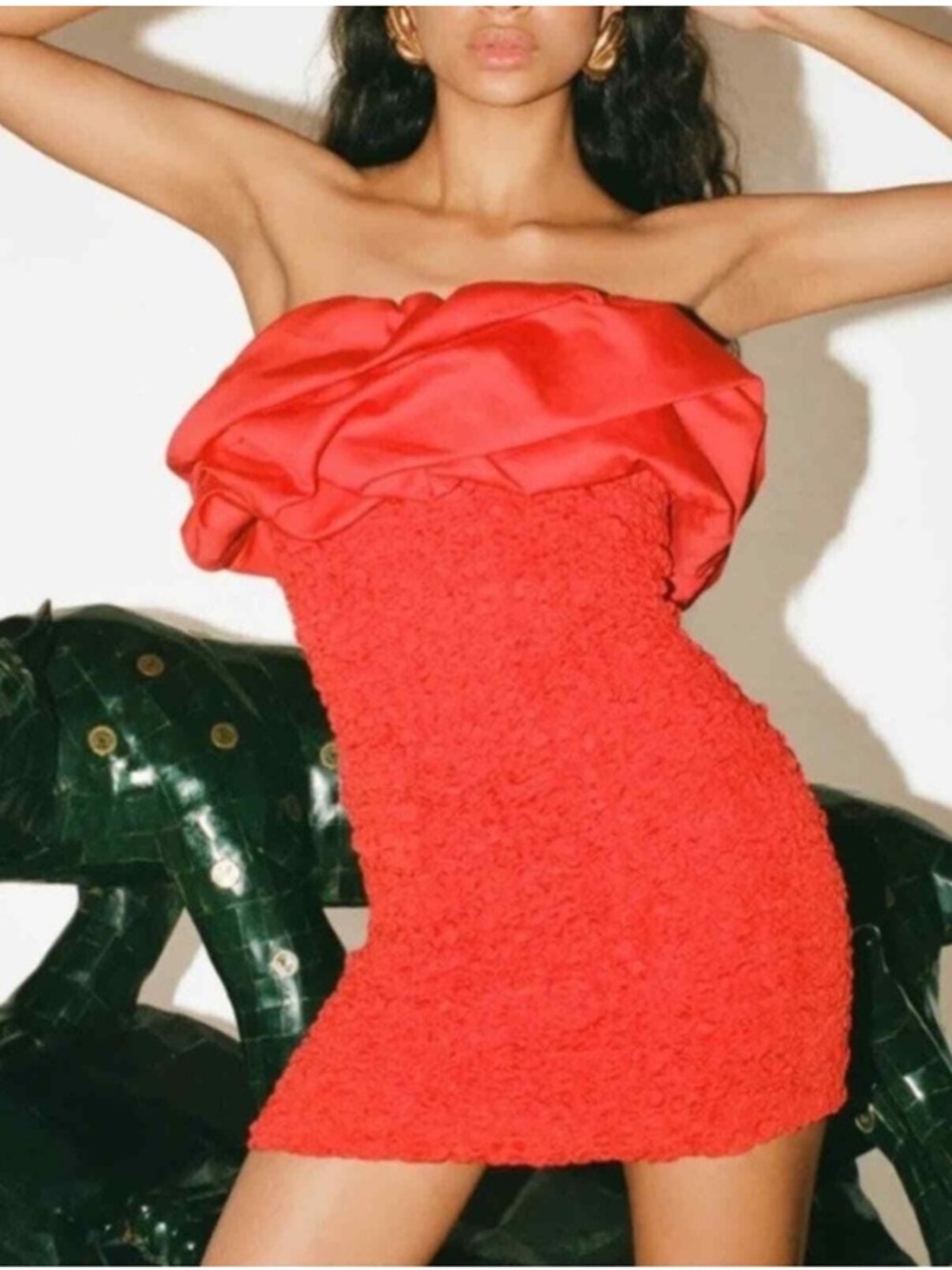 Mara Hoffman Dress Kenza Popcorn Strapless Mini in Poppy Orange